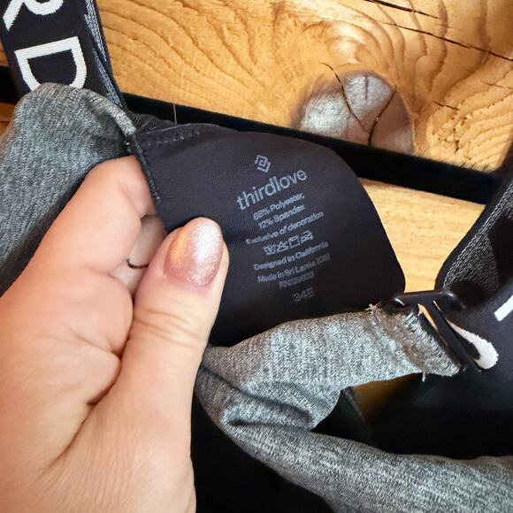 ThirdLove Grey Black Sports Bra 34E - Picture 2 of 3